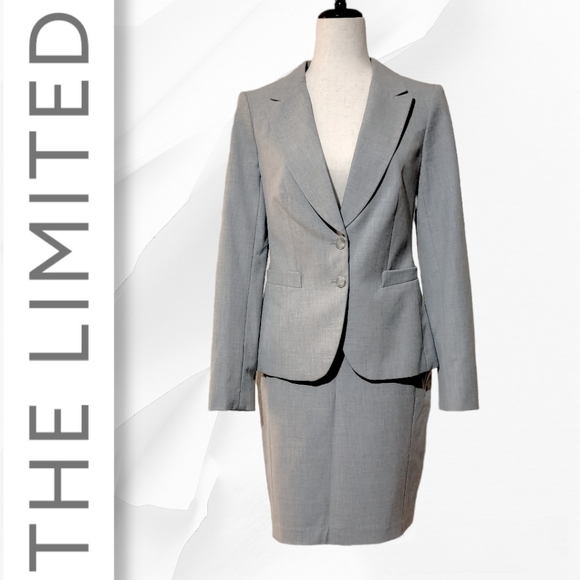 The Limited Jackets & Blazers - The Limited Collection 2-pc Gray Blazer & Skirt Suit Set, Women's size 4